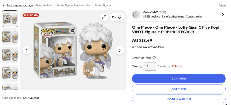 eBay: One Piece – Luffy Gear 5 Five Pop! VINYL Figure + POP PROTECTOR – $12.49